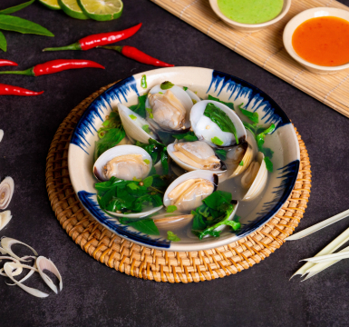 Nghêu hấp lá quế